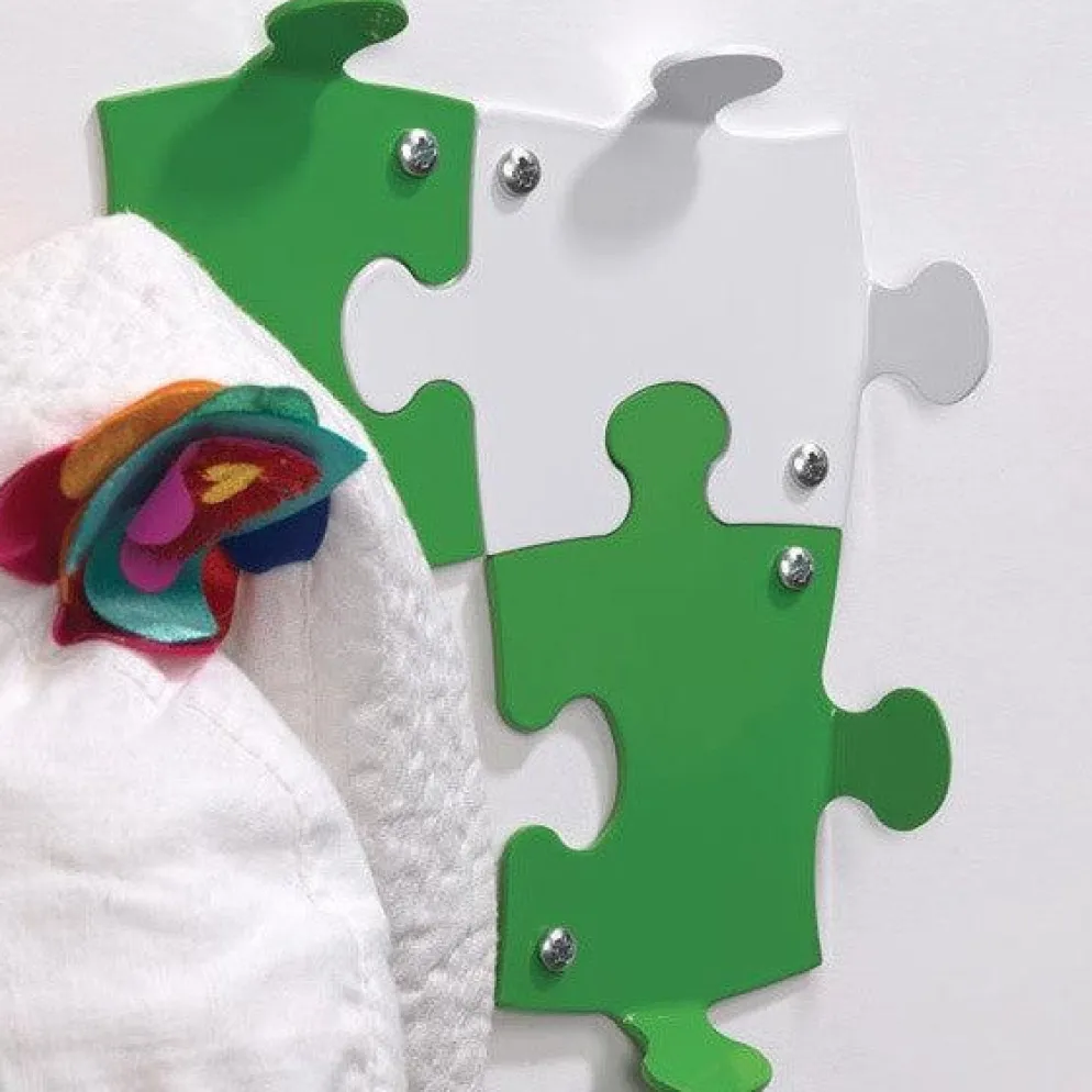 10 appendiabiti da parete in acciaio Puzzle
