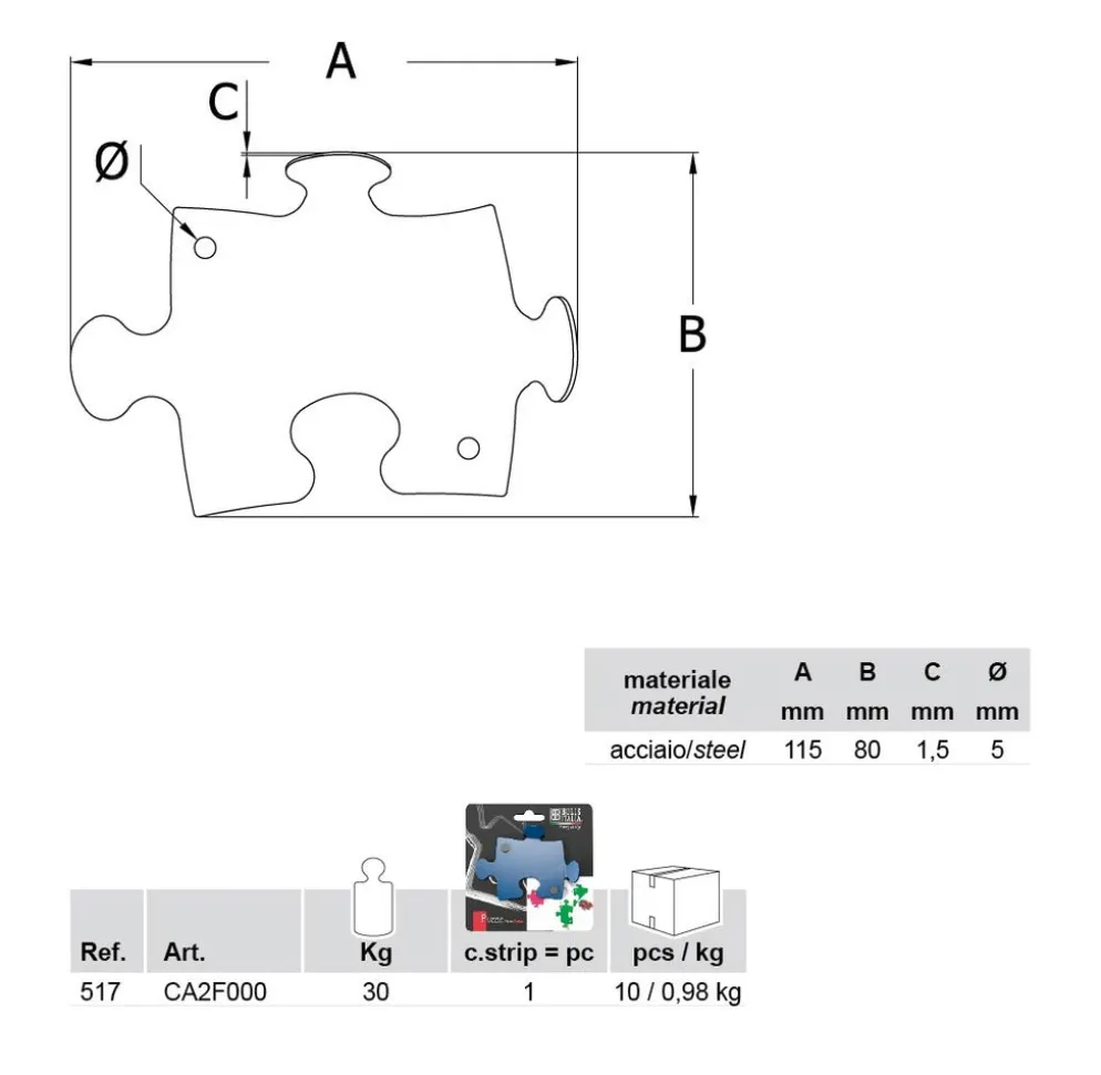 10 appendiabiti da parete in acciaio Puzzle