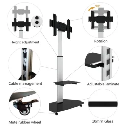 Carrello porta TV Agile regolabile e ruotabile