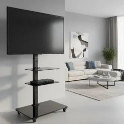 Carrello porta TV in metallo e vetro Runner