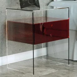 Comodino con cassetto in plexiglass Bianka