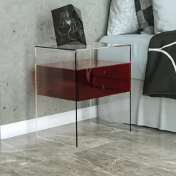 Comodino con cassetto in plexiglass Bianka