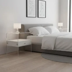 Comodino moderno Almada in plexiglass trasparente