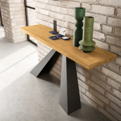 Consolle ingresso in metallo e legno Vesper