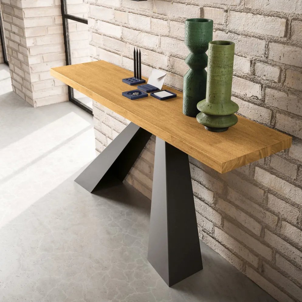 Consolle ingresso in metallo e legno Vesper