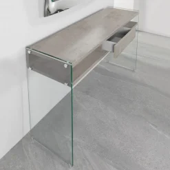Consolle ingresso Jenny in vetro e laminato 120 x 75 cm