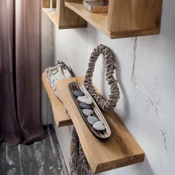 Coppia mensole a muro in legno massello Elias