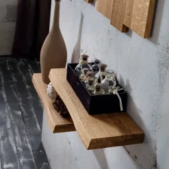 Coppia mensole a muro in legno massello Elias