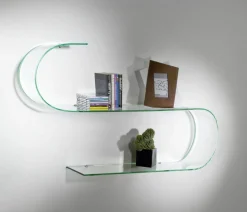 Coppia mensole design in vetro curvo 100 cm Curl