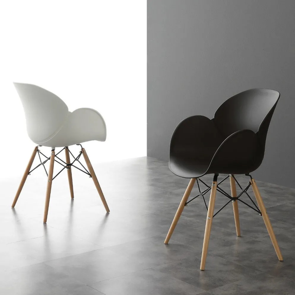 Coppia sedie design in polipropilene Evette Wood