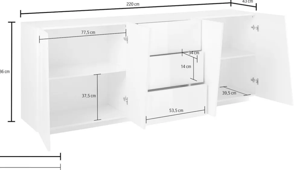 Credenza moderna Annabel 4A/3C Slate