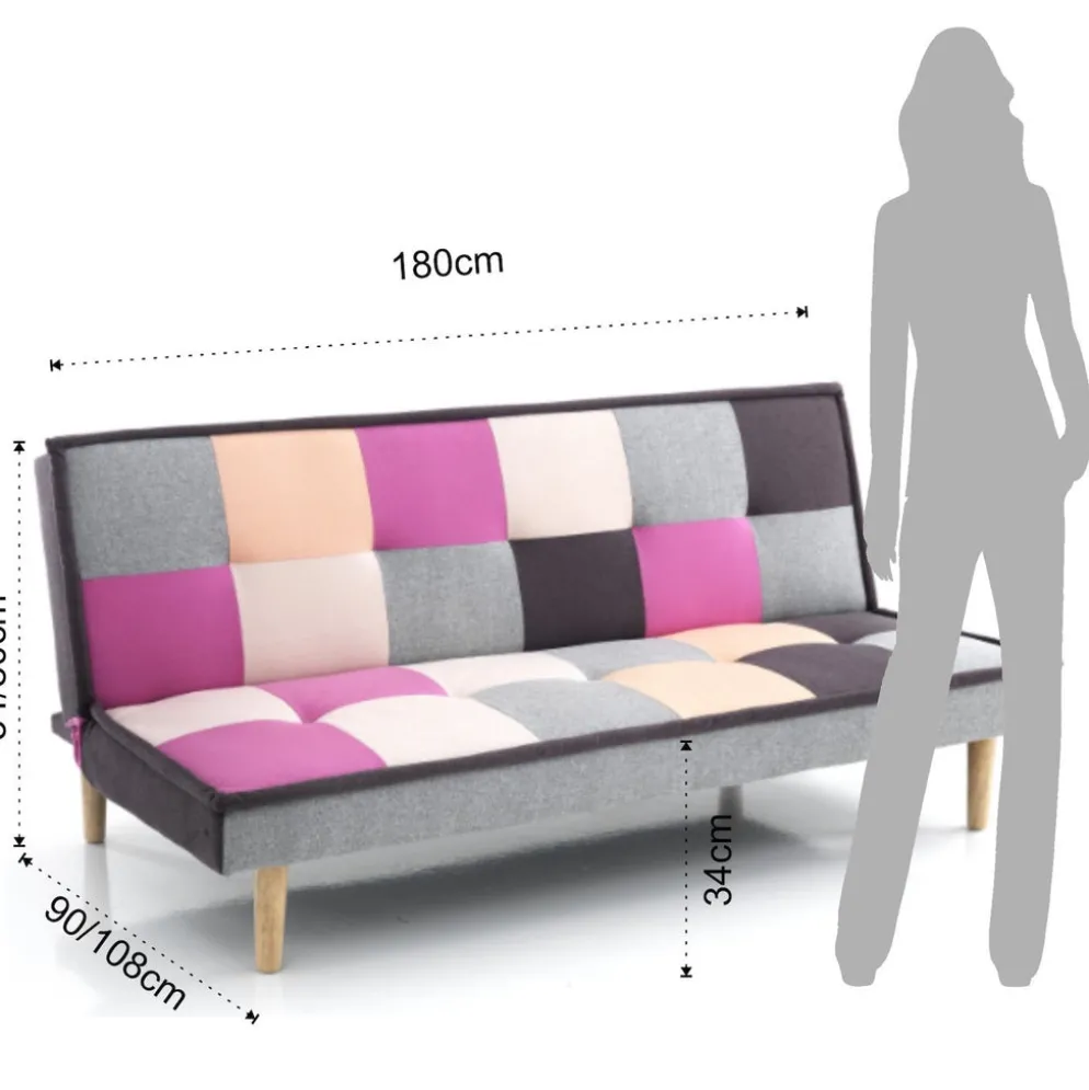 Divano letto clic clac in tessuto multicolor Jorgen