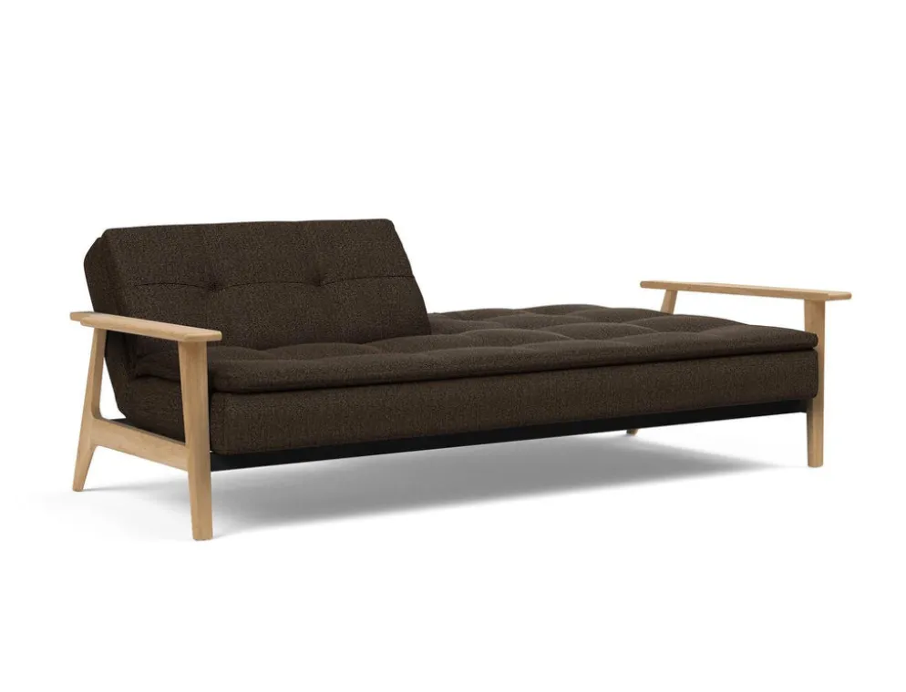 Divano letto comodo con braccioli in legno Dublexo Frej