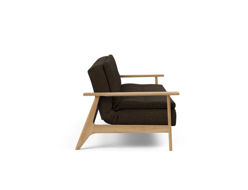Divano letto comodo con braccioli in legno Dublexo Frej