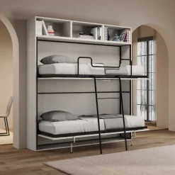 Letto a castello a scomparsa con pensili Auda L
