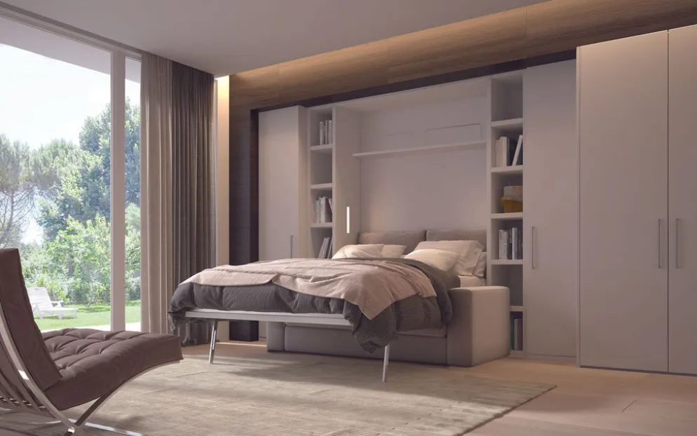 Letto a scomparsa con divano Cubo