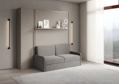 Letto a scomparsa con divano mensola e armadio Capital Sofà