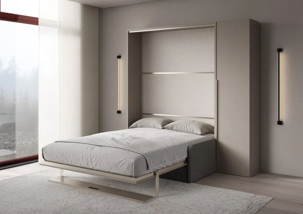 Letto a scomparsa con divano mensola e armadio Capital Sofà