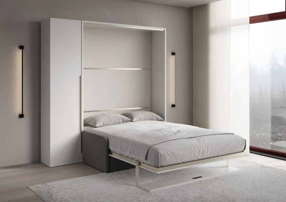 Letto a scomparsa con divano mensola e armadio Capital Sofà