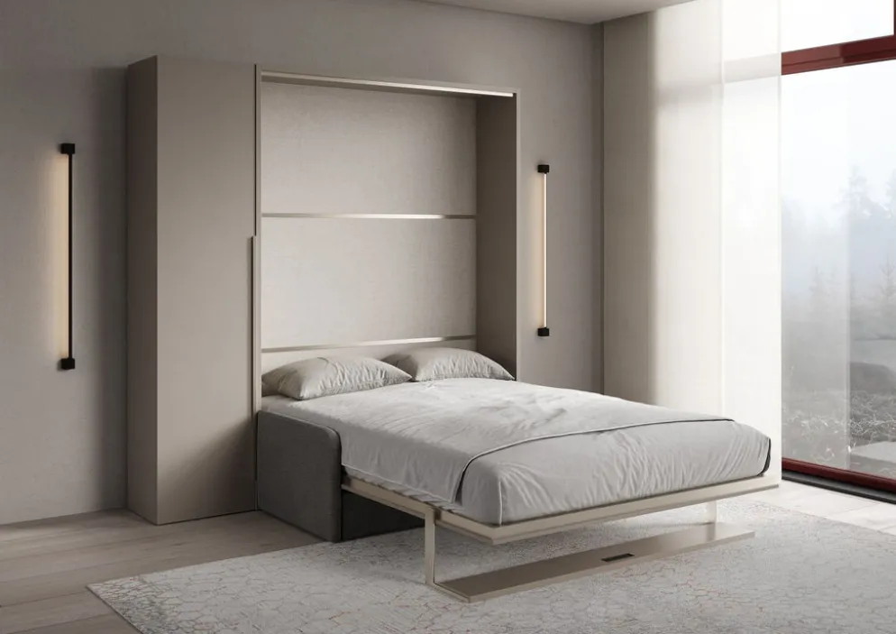 Letto a scomparsa con divano mensola e armadio Capital Sofà