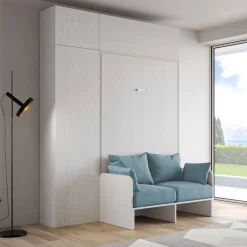 Letto a scomparsa con divano una piazza e mezza colonna e pensili Lexton