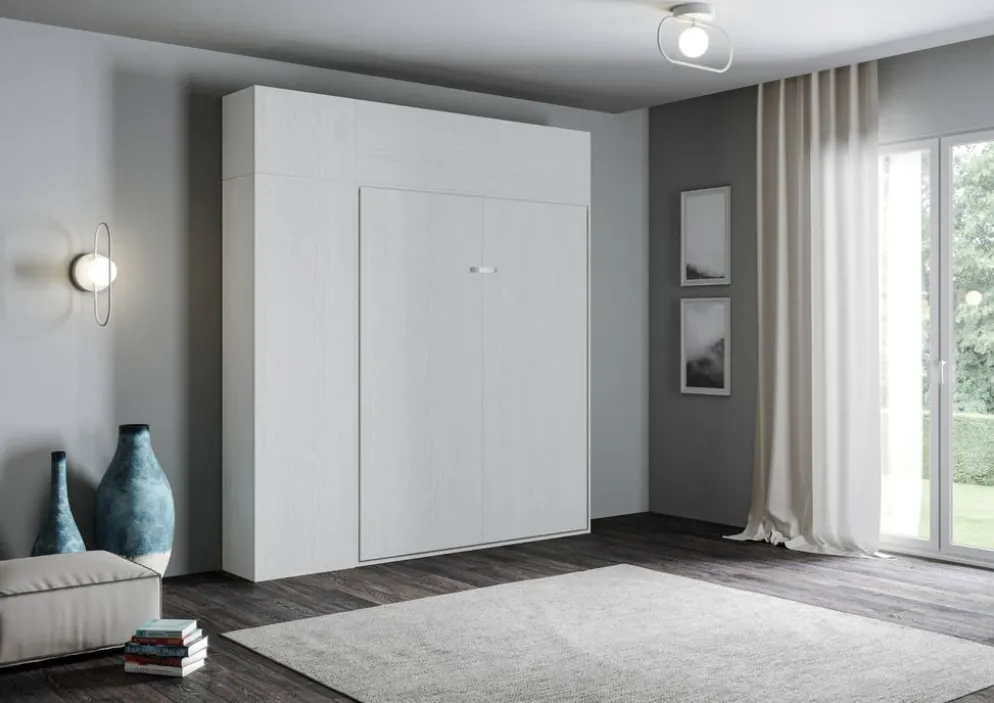 Letto a scomparsa una piazza e mezza con colonna e pensili Lexton