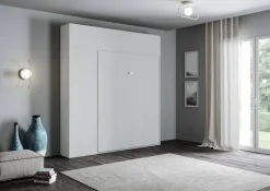 Letto matrimoniale a scomparsa con colonna e pensili Lexton