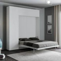 Letto matrimoniale a scomparsa con colonna e pensili Lexton