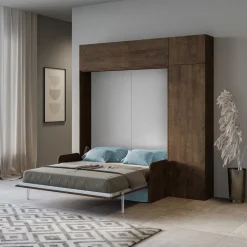 Letto matrimoniale a scomparsa con divano e mobili Lexton