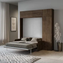 Letto matrimoniale a scomparsa con divano e mobili Lexton