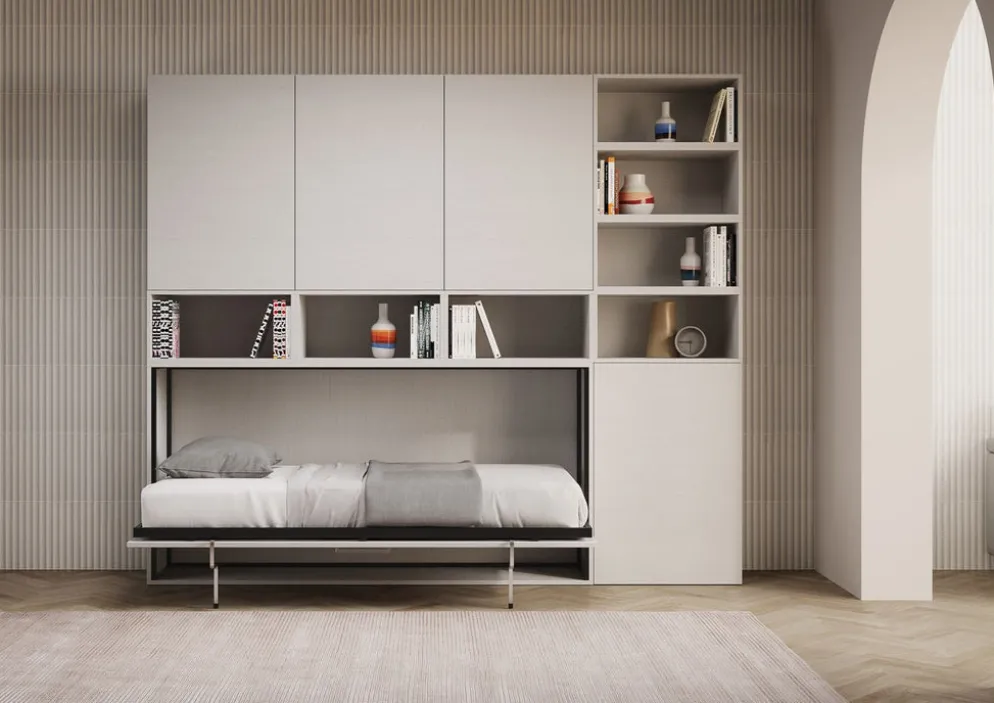 Letto singolo a scomparsa con mobili Auda E
