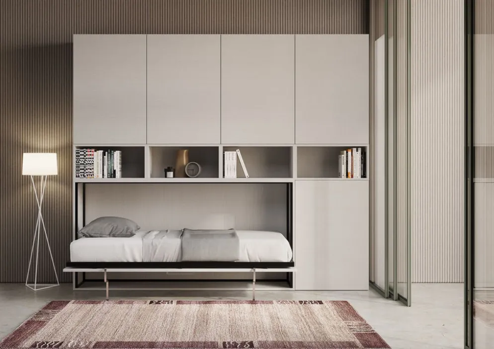 Letto singolo a scomparsa con mobili Auda C