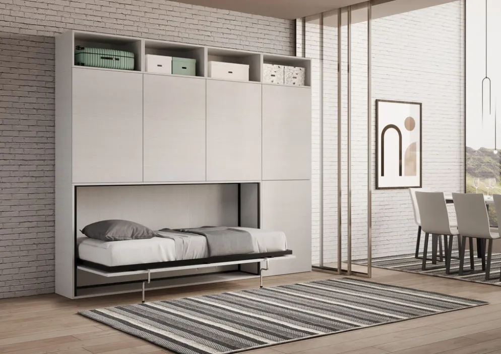 Letto singolo a scomparsa con mobili Auda B