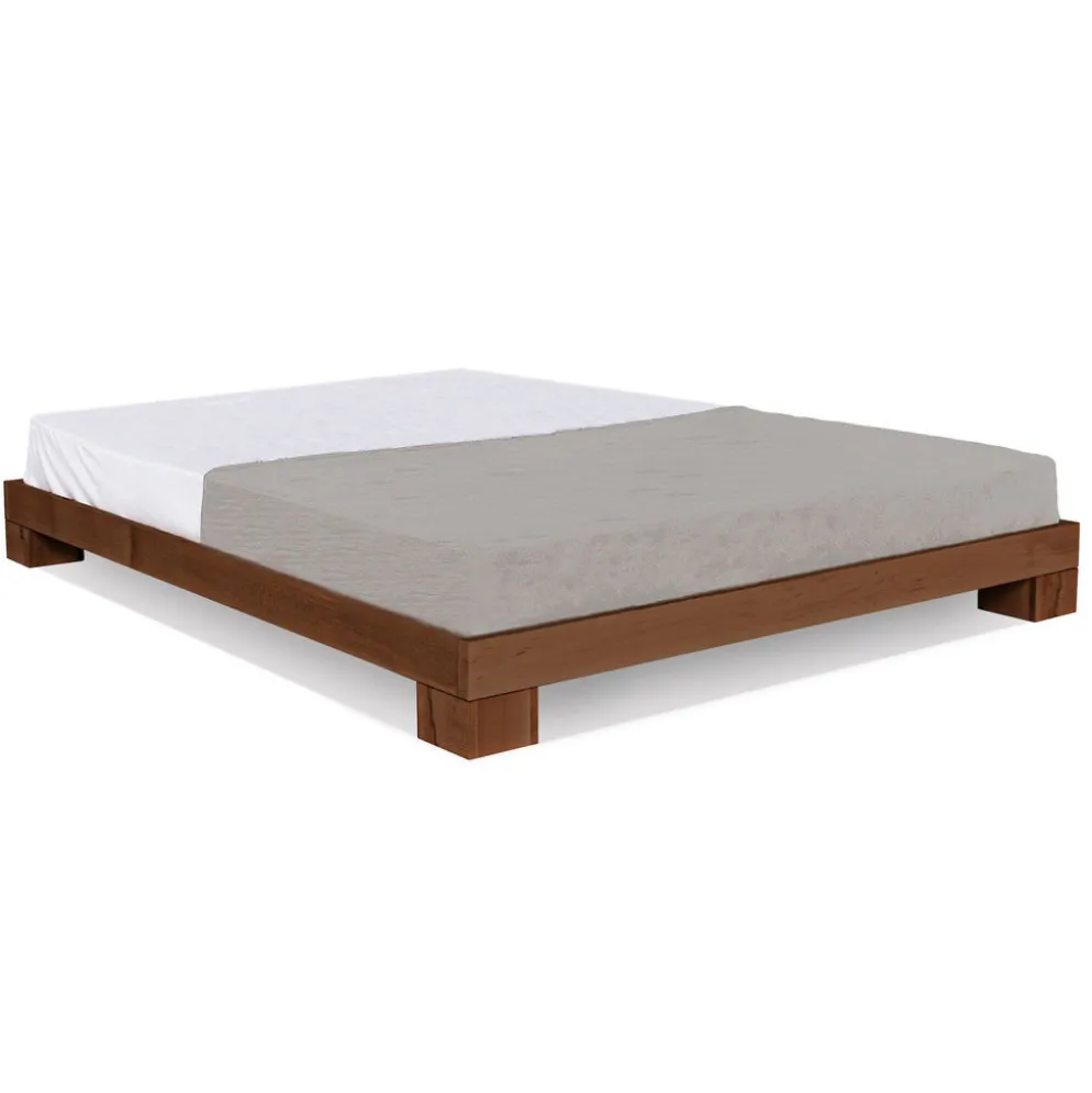 Letto sommier in legno massello Edvin Noce