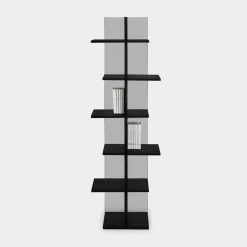 Libreria a colonna in vetro e legno Laddy