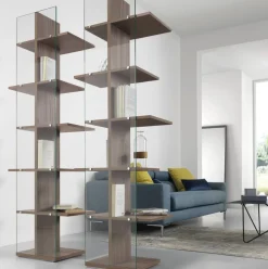 Libreria a colonna in vetro e legno Laddy