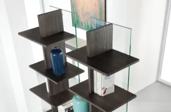 Libreria a colonna in vetro e legno Laddy
