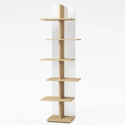Libreria a colonna in vetro e legno Laddy