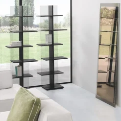Libreria a colonna in vetro e legno Laddy