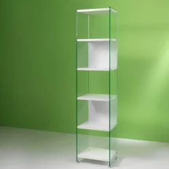 Libreria a colonna Tibor202 in vetro e laminato 202 cm