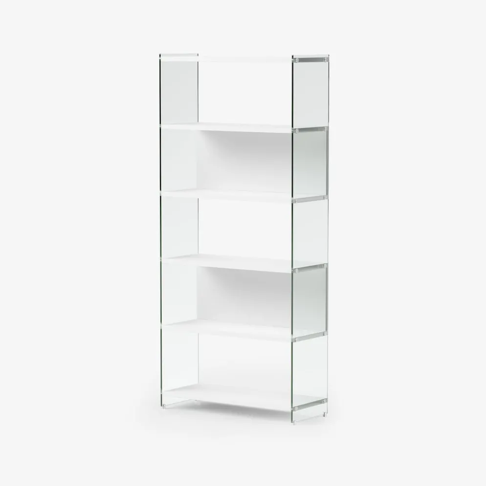 Libreria a colonna Tibor202 in vetro e laminato 202 cm