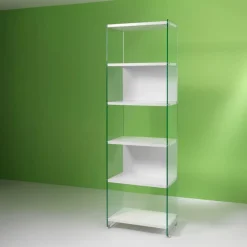Libreria a colonna Tibor202 in vetro e laminato 202 cm