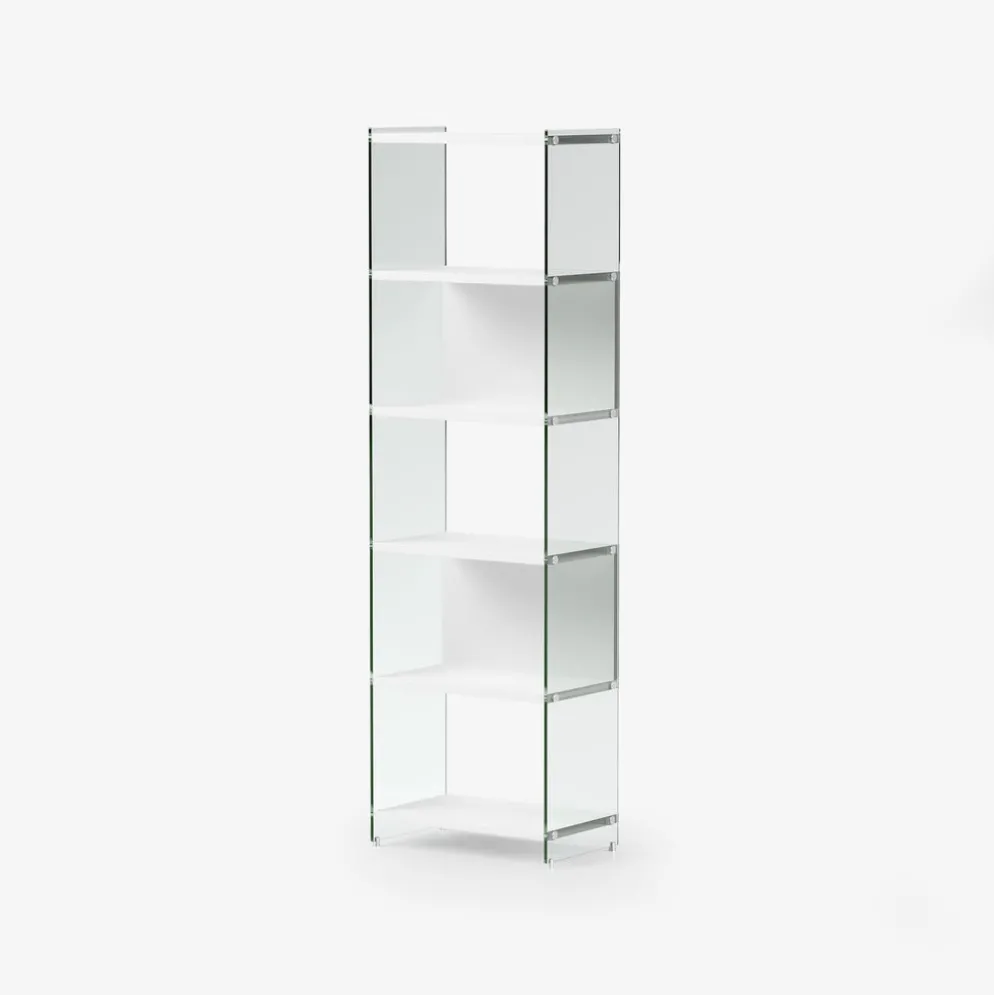 Libreria a colonna Tibor202 in vetro e laminato 202 cm