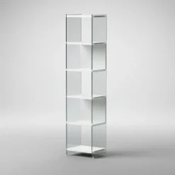 Libreria a colonna Tibor202 in vetro e laminato 202 cm