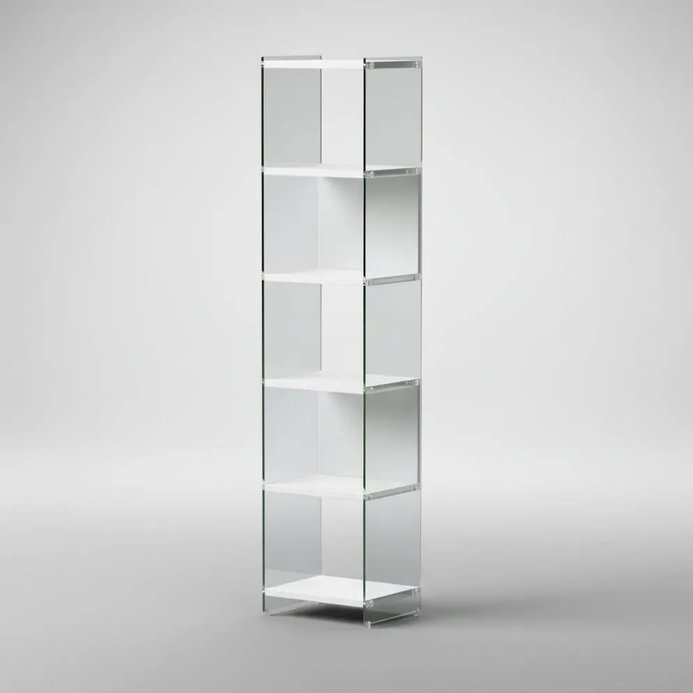Libreria a colonna Tibor202 in vetro e laminato 202 cm