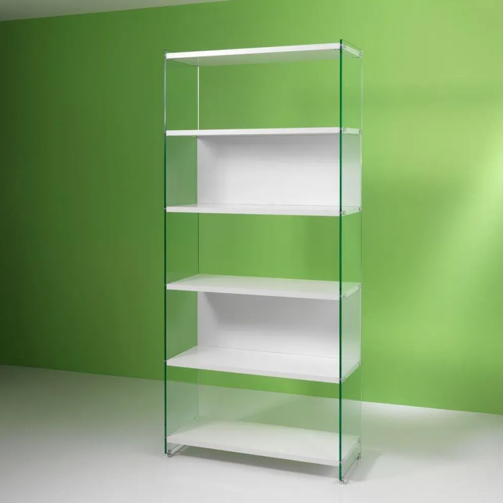 Libreria a colonna Tibor202 in vetro e laminato 202 cm