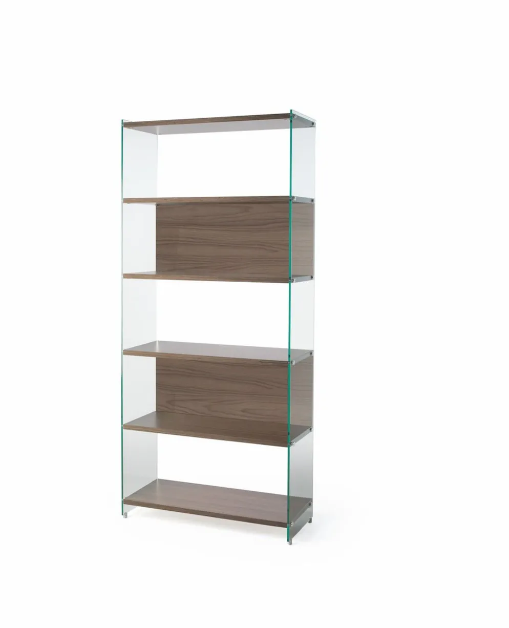 Libreria a colonna Tibor202 in vetro e laminato 202 cm