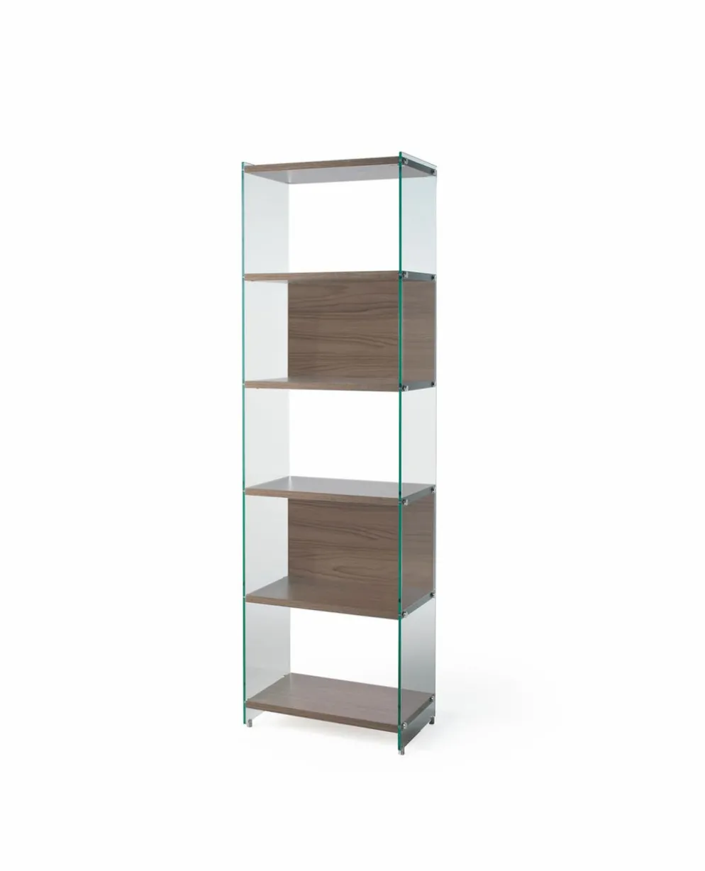 Libreria a colonna Tibor202 in vetro e laminato 202 cm