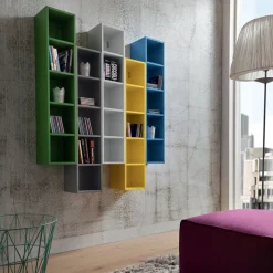 Libreria a parete composizione multicolore Eloise