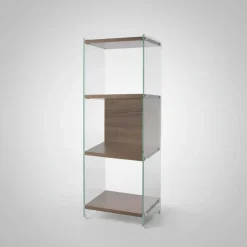 Libreria colonna Tibor126 in vetro e laminato 120 cm